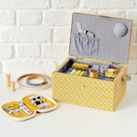 Yellow leaf basket & sewing kit